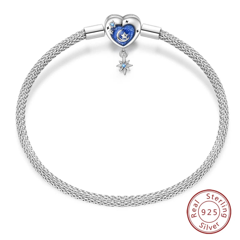 Silver Star Moon Clover Bracelet – DIY Charm Birthday Jewelry