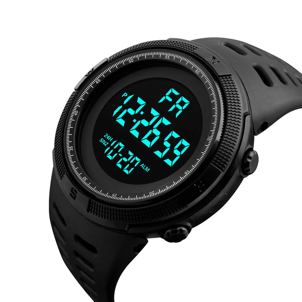 Men's Digital Sports Watch - Military Style LED Multifunction Wristwatch