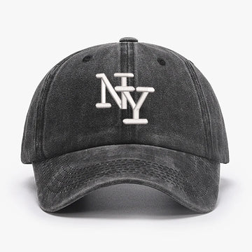 NY Embroidered Vintage Baseball Cap - Water Washed Sunscreen Hat for Sports & Fishing