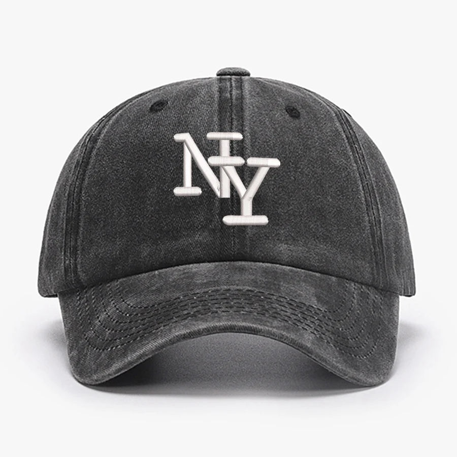 NY Embroidered Vintage Baseball Cap - Water Washed Sunscreen Hat for Sports & Fishing