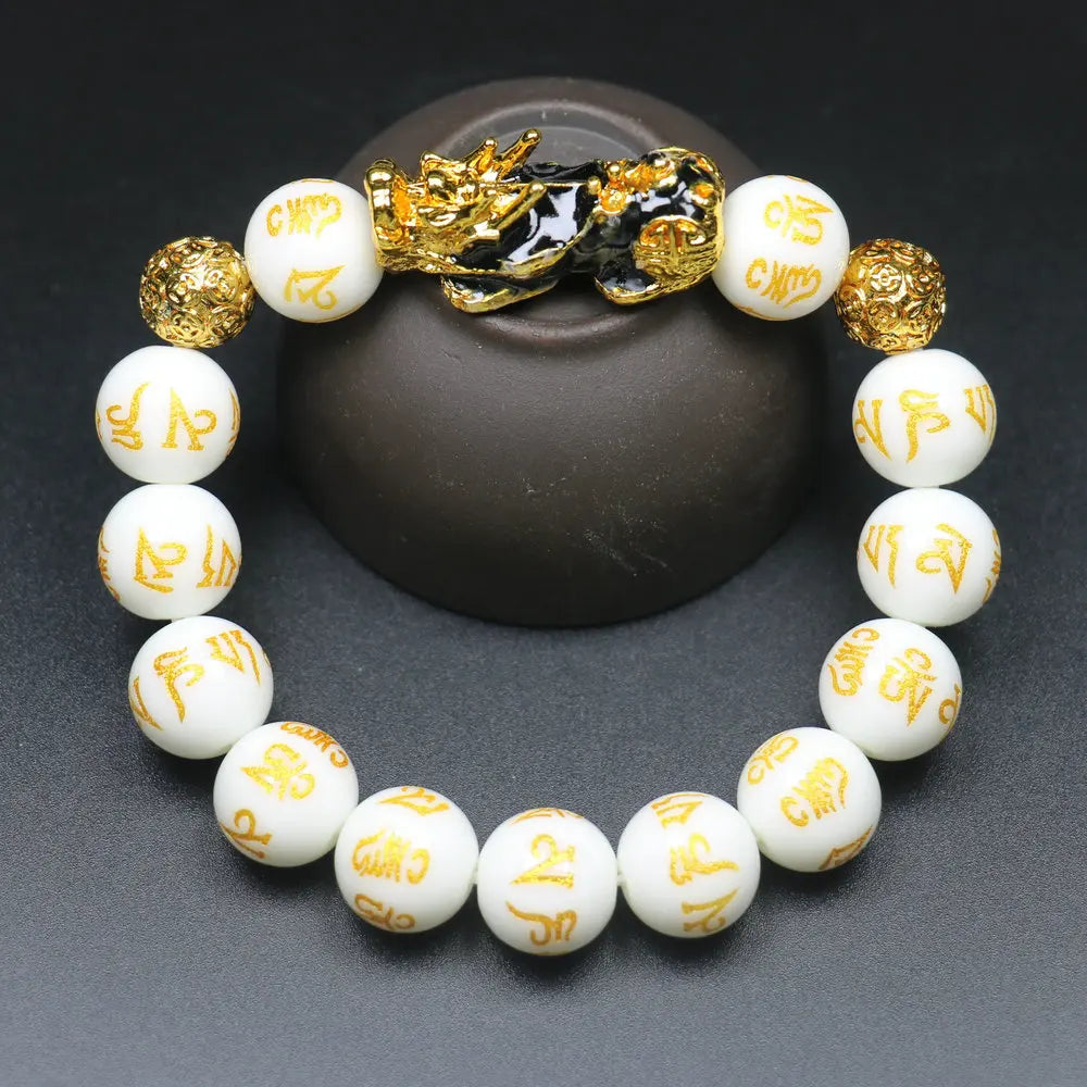Feng Shui Wealth Pixiu Bracelet Men Women Black Obsidian Beads Chakra Meditation Yoga Bracelet Change Color Pi Xiu Jewelry Gift