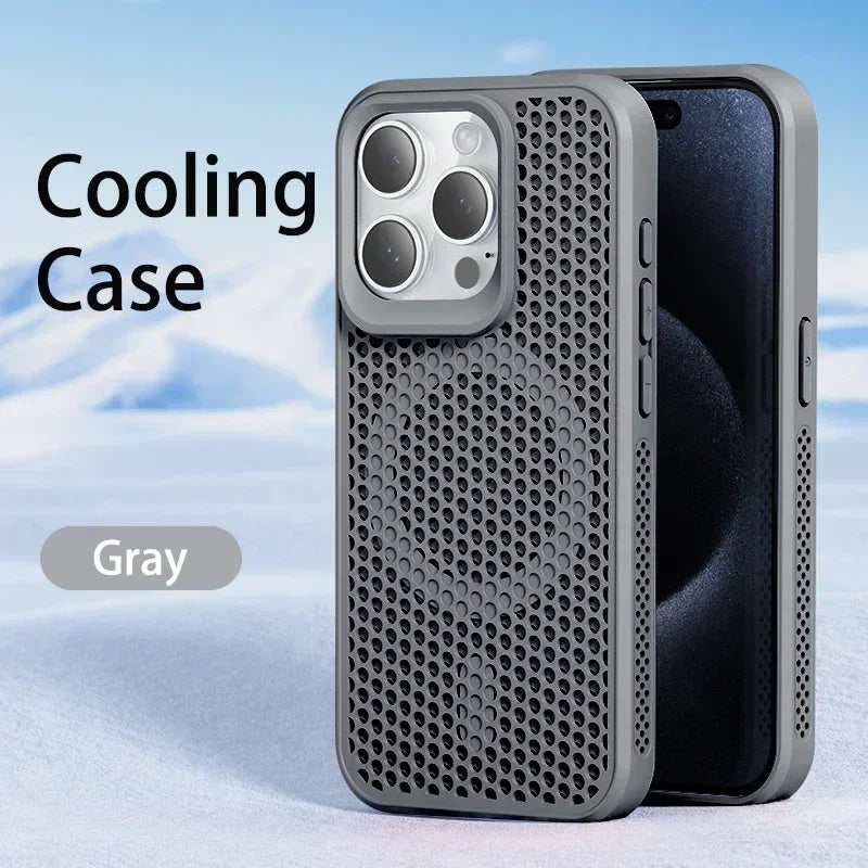Cooling iPhone Case – Heat Dissipation Breathable Hard Cover with MagSafe for iPhone 17, 16, 15, 14, 13, 12, 11