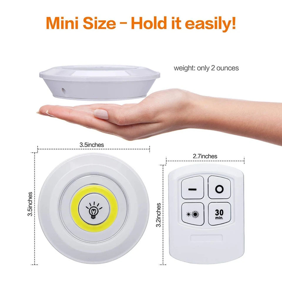 Smart Wireless LED Under Cabinet Lights - Dimmable Remote Control Kitchen & Wardrobe Lighting