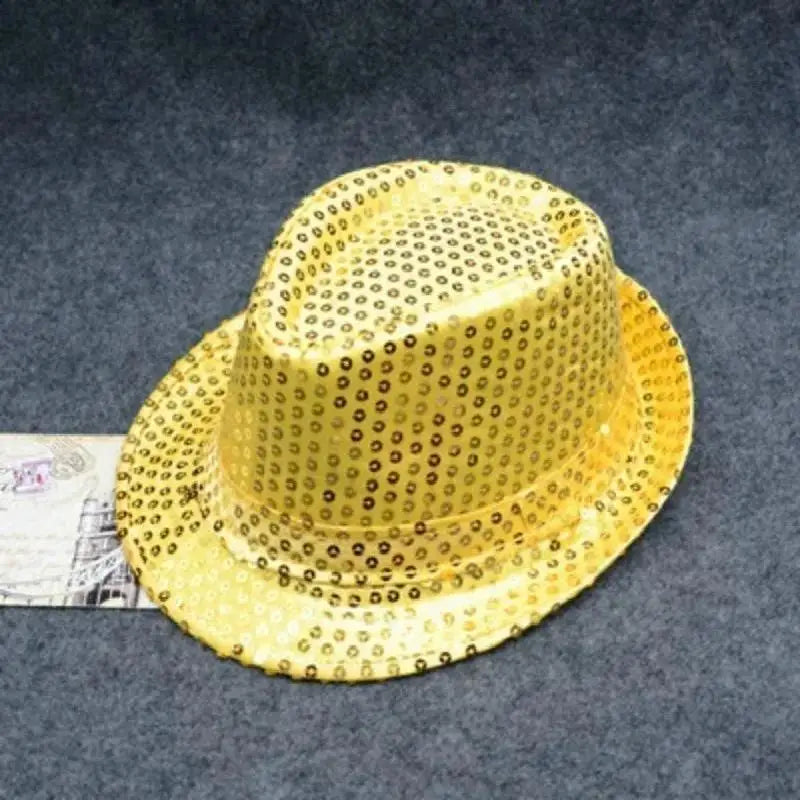 Kids Reflective Top Hat - Glitter Hip-Hop Jazz Dance Performance Hat for Stage & Parties