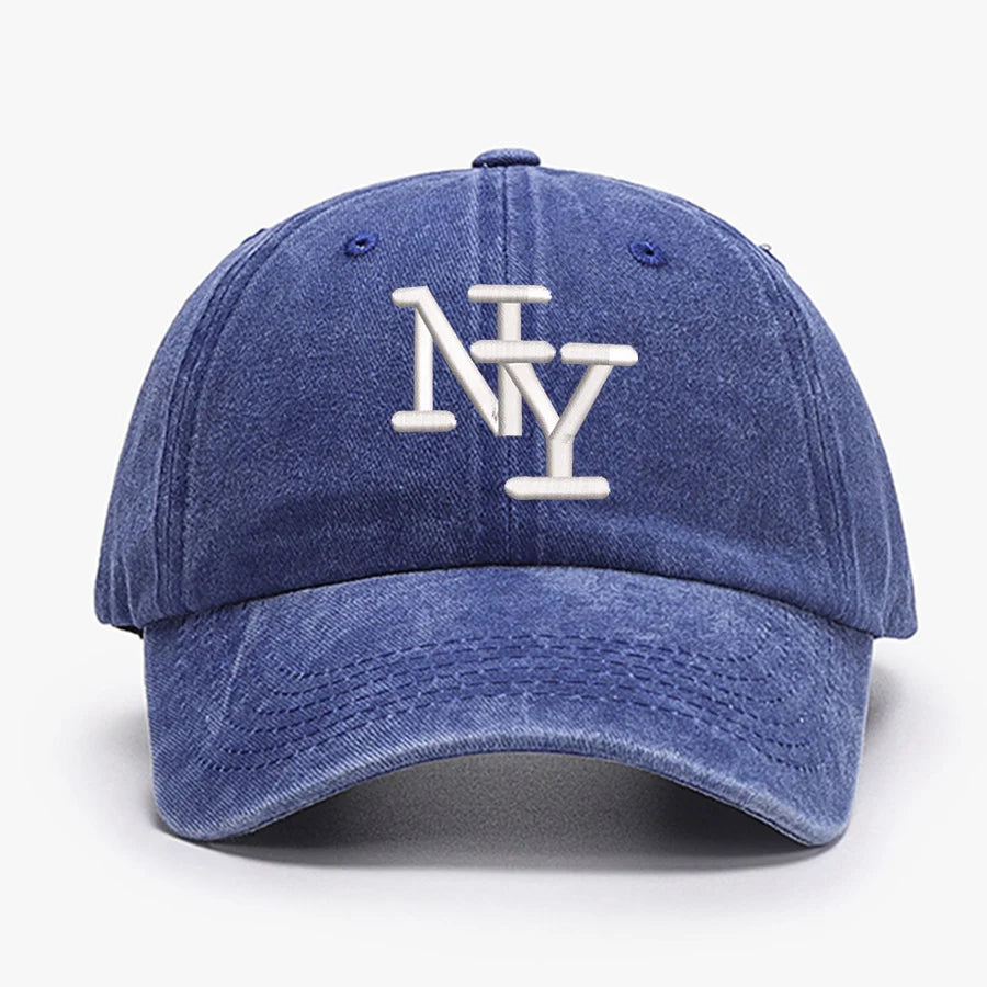 NY Embroidered Vintage Baseball Cap - Water Washed Sunscreen Hat for Sports & Fishing