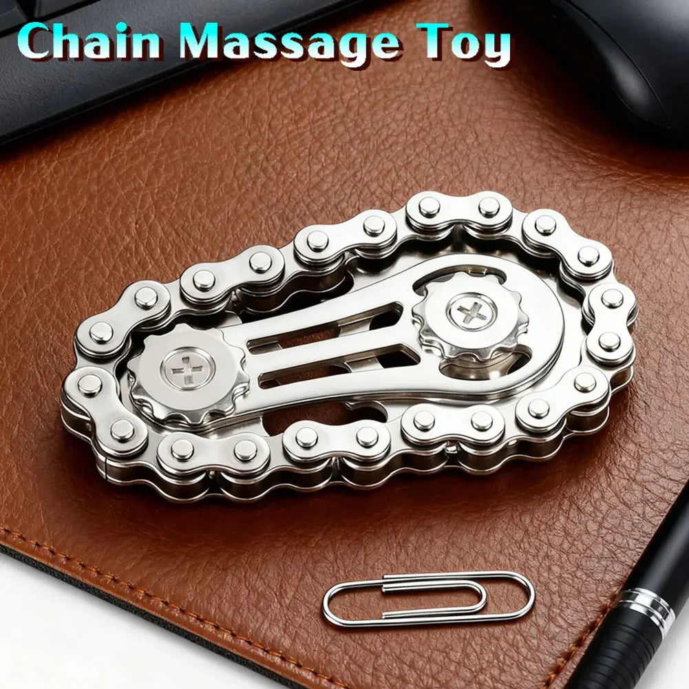 Metal Bike Chain Fidget Spinner – Anti-Stress Gyro Toy for Focus, Anxiety & Calm | CE Certified