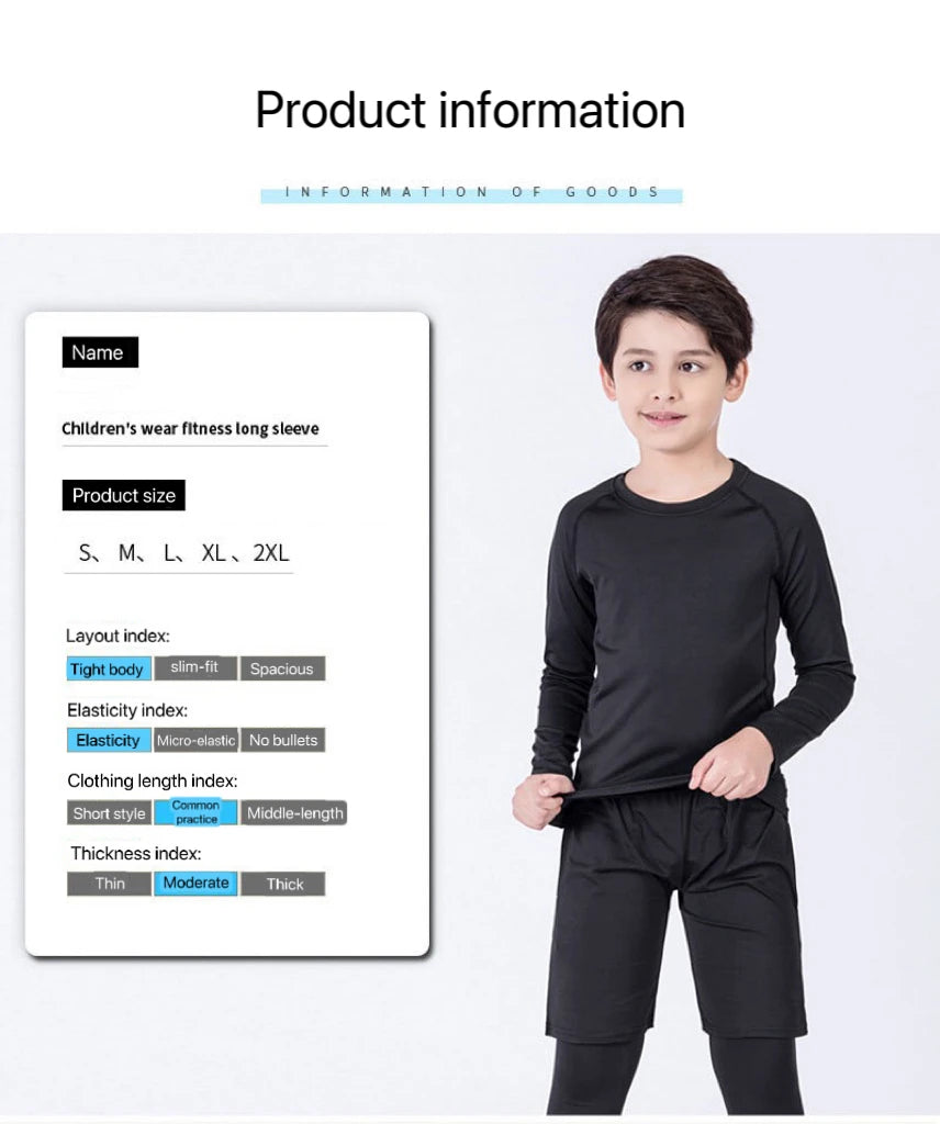 Boys Sports Compression Set - 2-Piece Athletic Base Layer for Basketball, Soccer & Training (Ages 7-13)