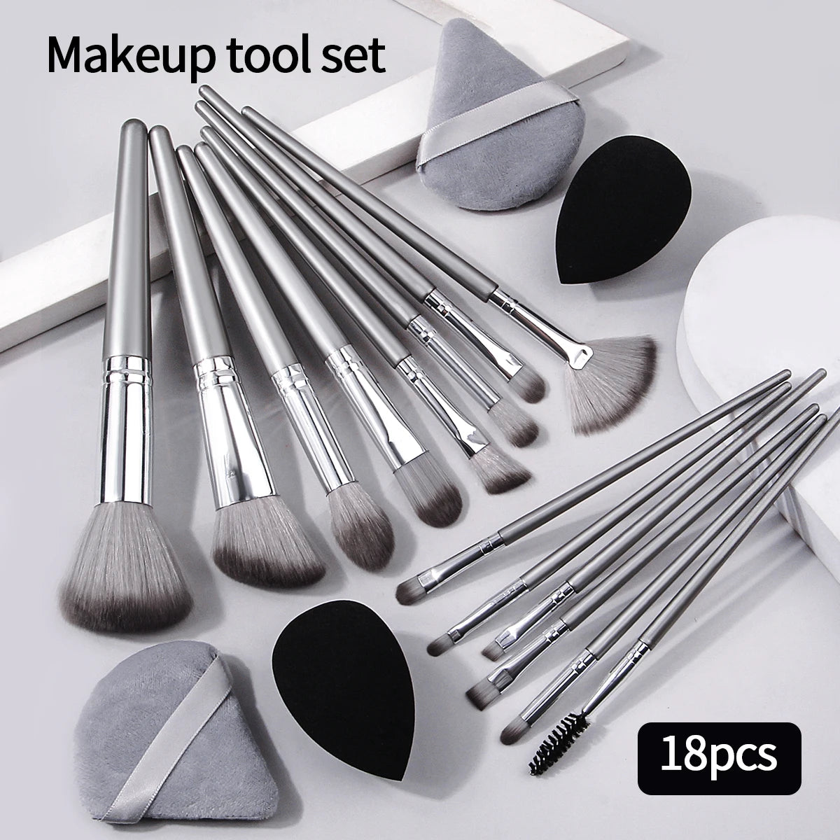Complete Makeup Tool Set – Brushes, Eggs & Triangle Sponges
