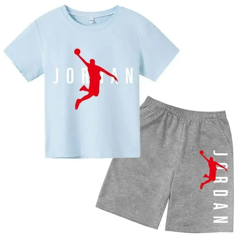 Kids Summer Outfit Set - Boys & Girls Sporty T-Shirt & Shorts (Ages 2-13)