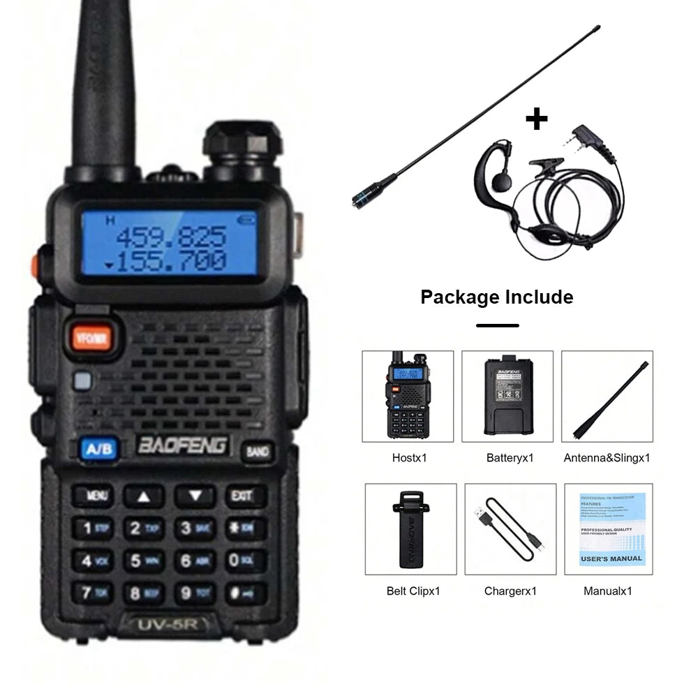 Baofeng UV-5R Two-Way Radio - Dual Band VHF/UHF Ham Radio with USB Charging