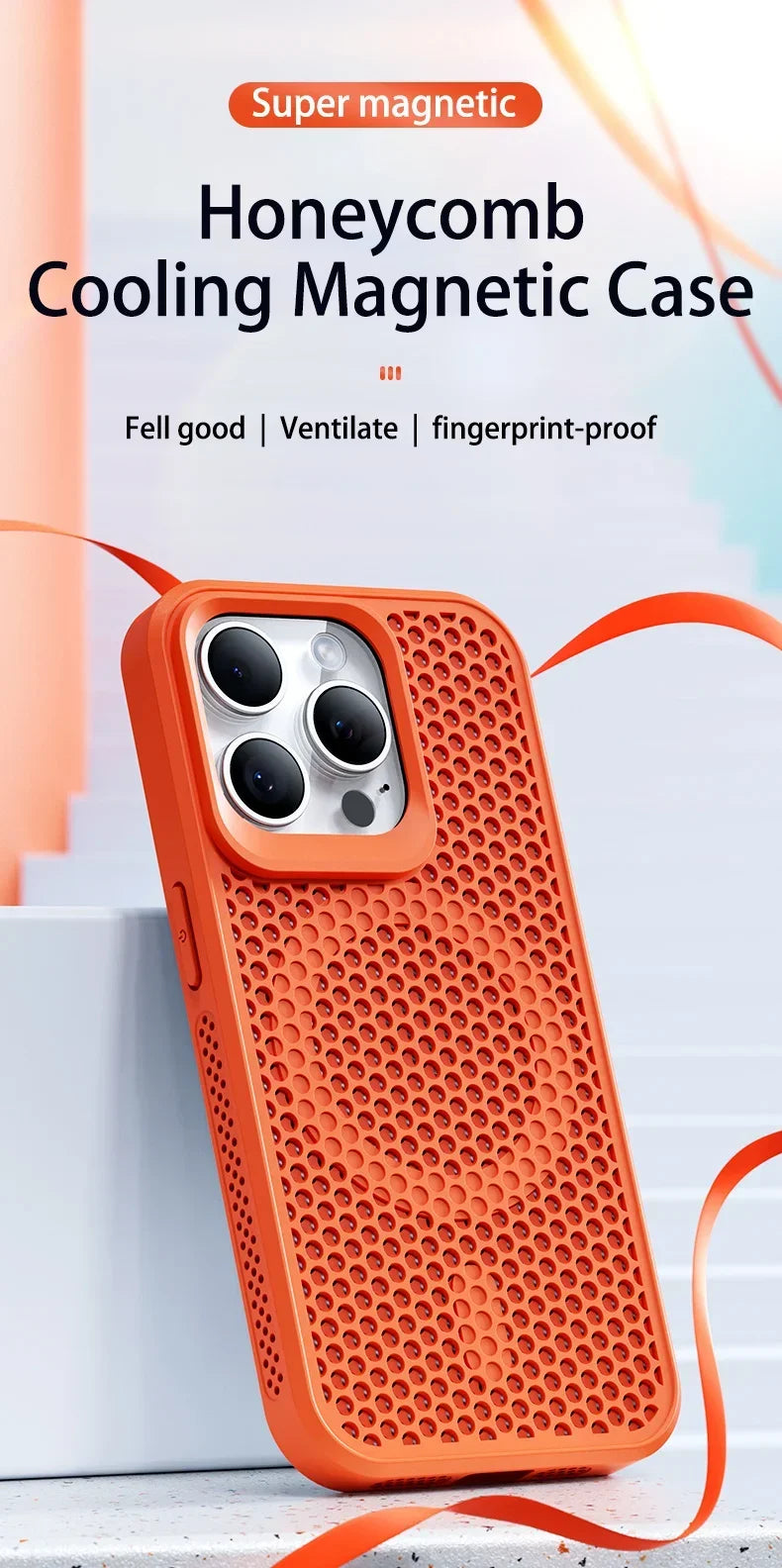 Cooling iPhone Case – Heat Dissipation Breathable Hard Cover with MagSafe for iPhone 17, 16, 15, 14, 13, 12, 11