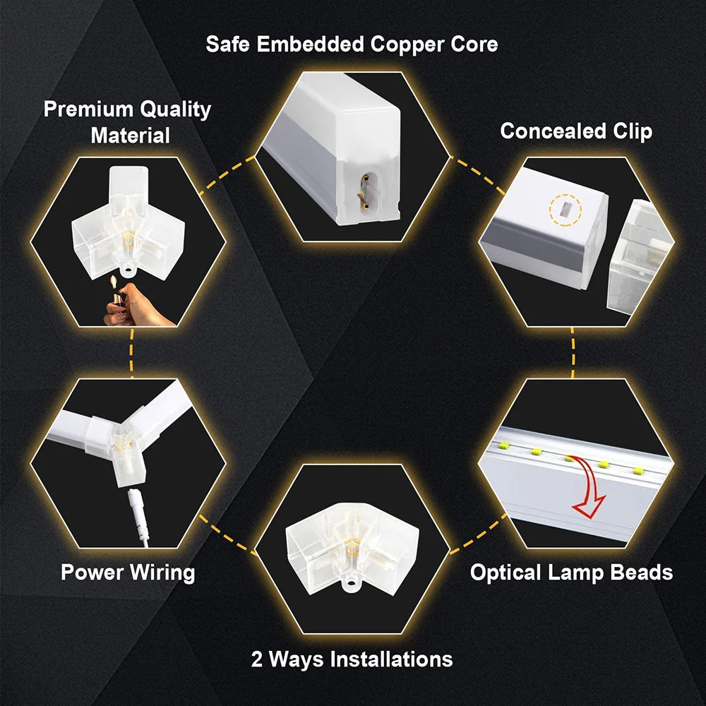 Garage Hexagonal LED Ceiling Light – Super Bright 6500K White Light