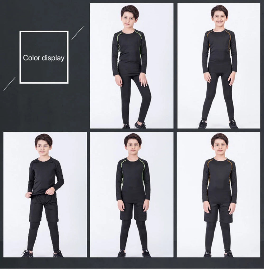 Boys Sports Compression Set - 2-Piece Athletic Base Layer for Basketball, Soccer & Training (Ages 7-13)