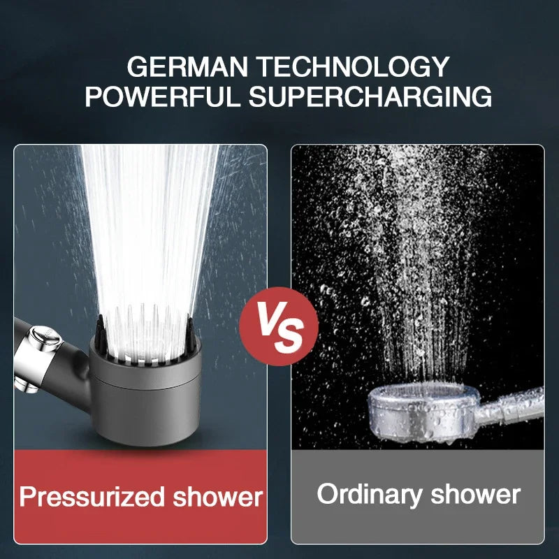 High Pressure Filter Shower Head - 3-Mode Adjustable Spray with Massage Brush & Rain Faucet