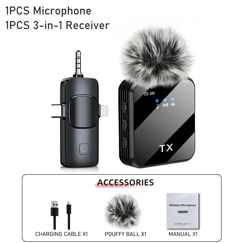 Wireless Lavalier Microphone for Camera,iPhone,Android,Microphone Reverb Sound Video Recording Podcast Noise Reduction Clip mic