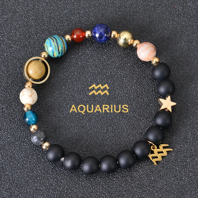 Zodiac Crystal Stone Bracelet for Women - 12 Constellation Charm Birthday Gift