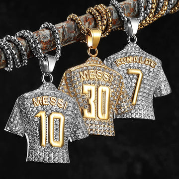 Football Star Pendant Necklace Stainless Steel