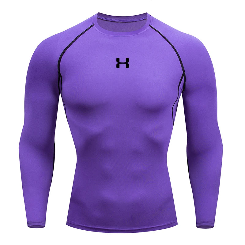 Men's Compression Long Sleeve Athletic Shirt - Running & Gym Performance Top