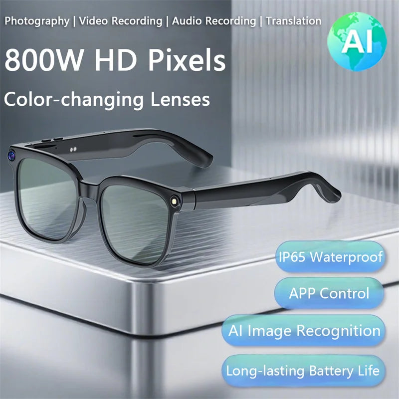 4K Smart Translation Glasses - ChatGPT AI, 800W Waterproof Camera, Bluetooth Calls & Music