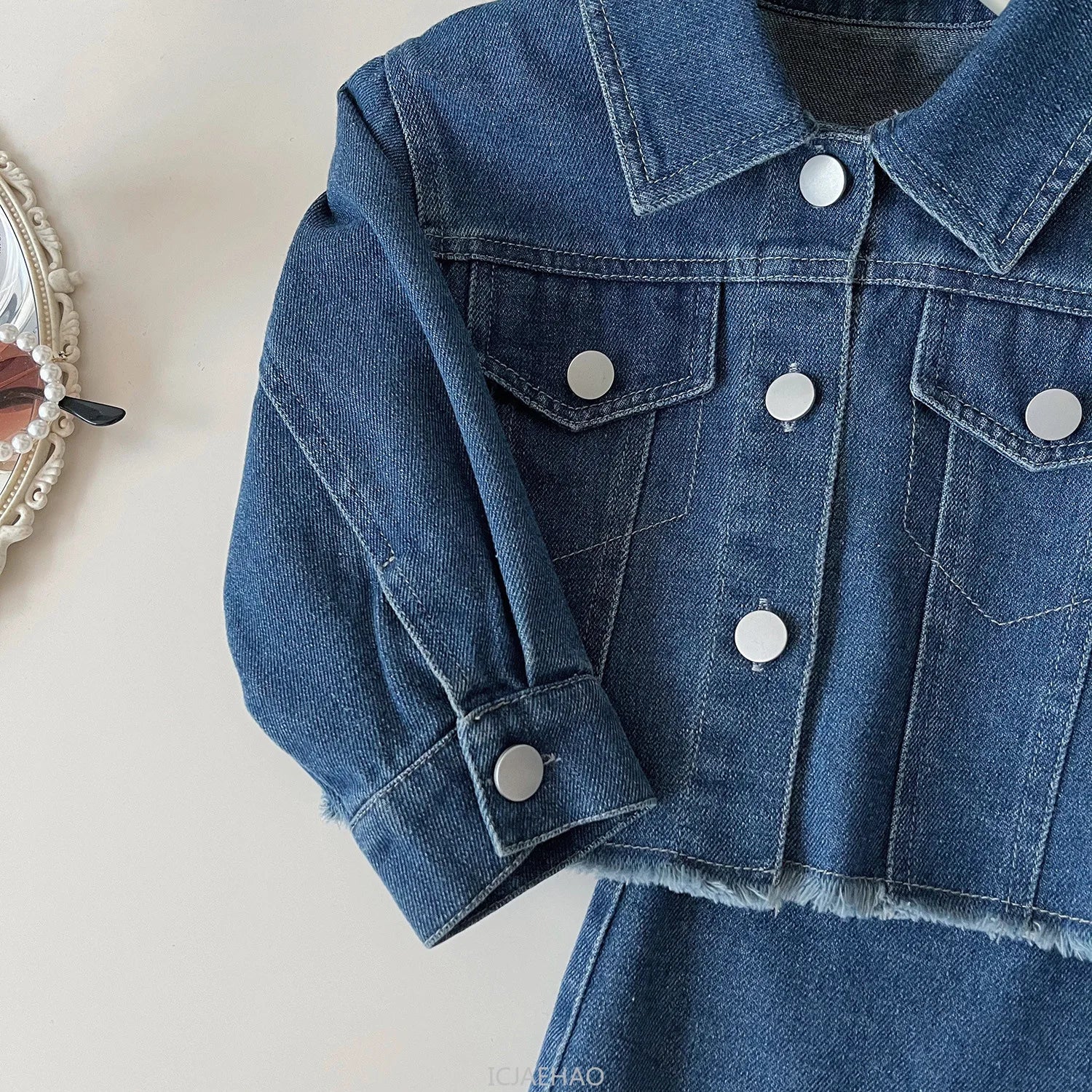 Girls Denim Jacket & Long Skirt Set - 2-Piece Fall Outfit (Ages 7-13)