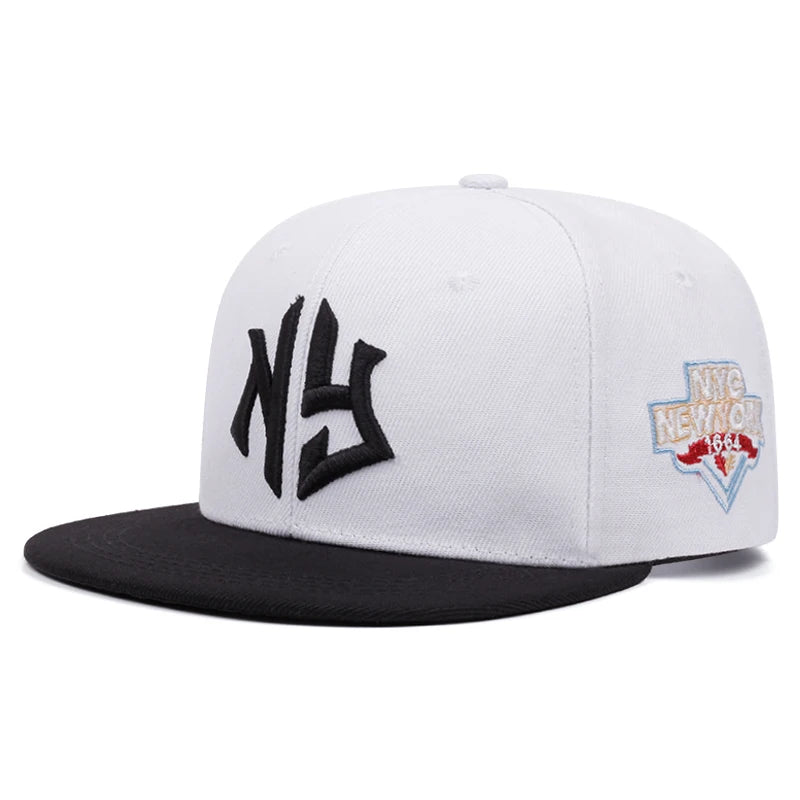 NY1664 Embroidered Snapback Hat - Adjustable Hip-Hop Baseball Cap for Outdoor Sports