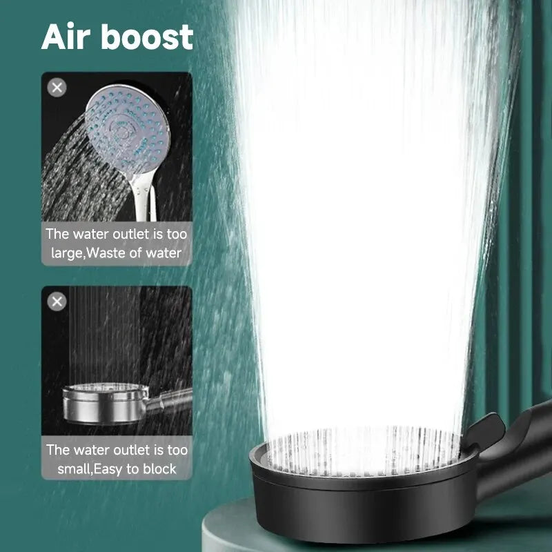 5-Mode High Pressure Shower Head - Adjustable Massage Spray Nozzle for Bathroom