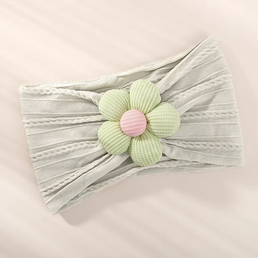 Baby Nylon Headscarf – Handmade Flower Elastic Headband for Newborns Ages 0–1