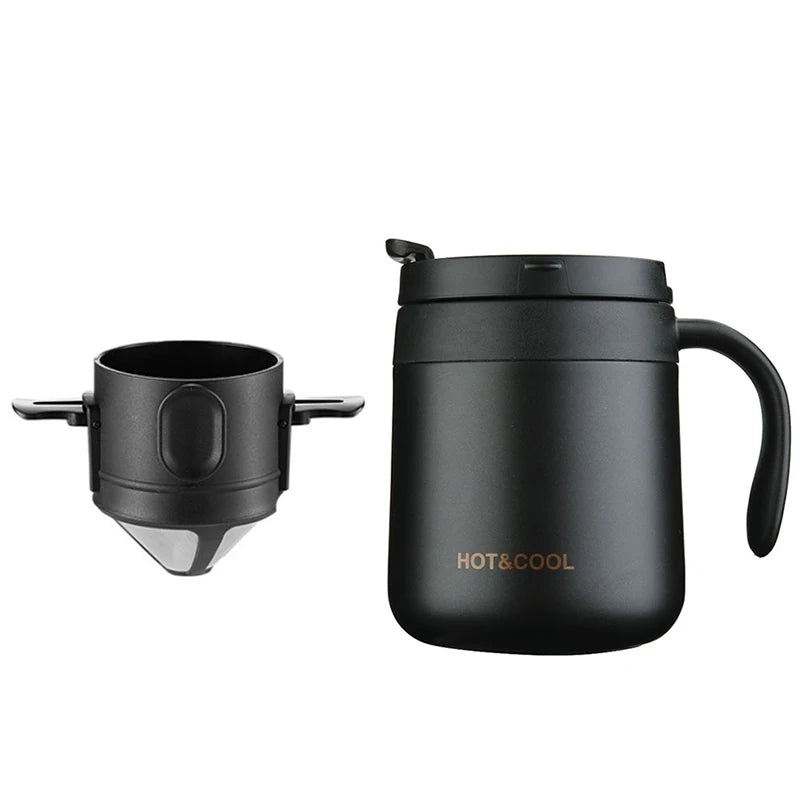 Portable Stainless Steel Coffee Dripper Set - Reusable Pour Over Filter with Mug for Travel & Camping