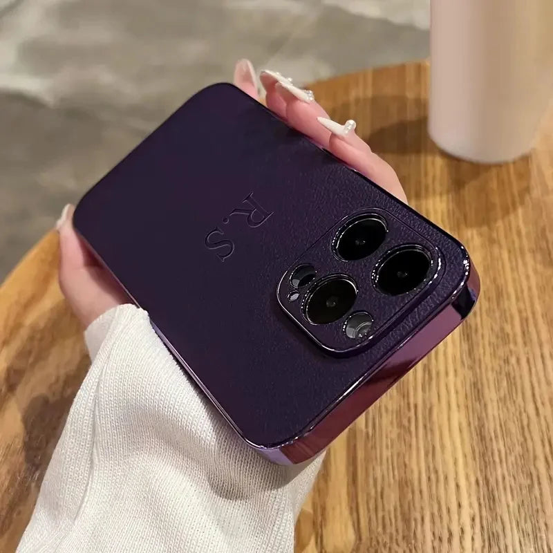 Personalized Leather iPhone Case with Custom Initials