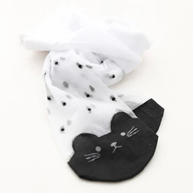 Kids Cat Pattern Tights Sheer Ballet Style
