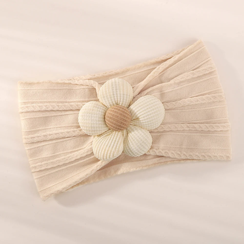Baby Nylon Headscarf – Handmade Flower Elastic Headband for Newborns Ages 0–1