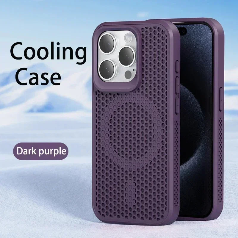 Cooling iPhone Case – Heat Dissipation Breathable Hard Cover with MagSafe for iPhone 17, 16, 15, 14, 13, 12, 11
