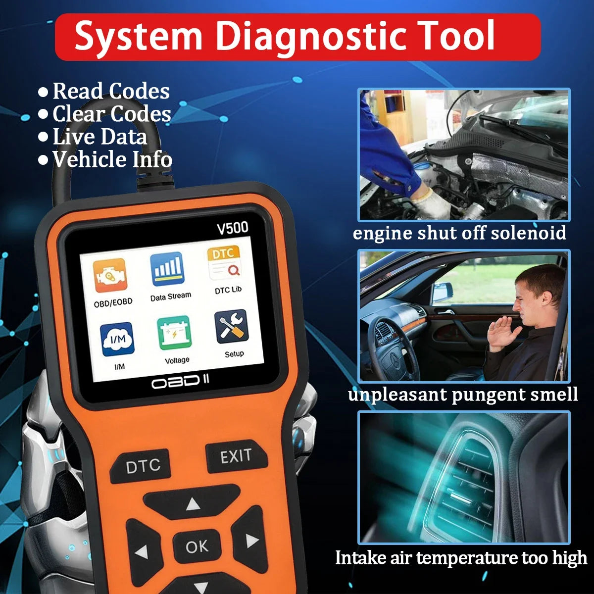 V500 OBD2 Scanner - Car Diagnostic Tool Code Reader