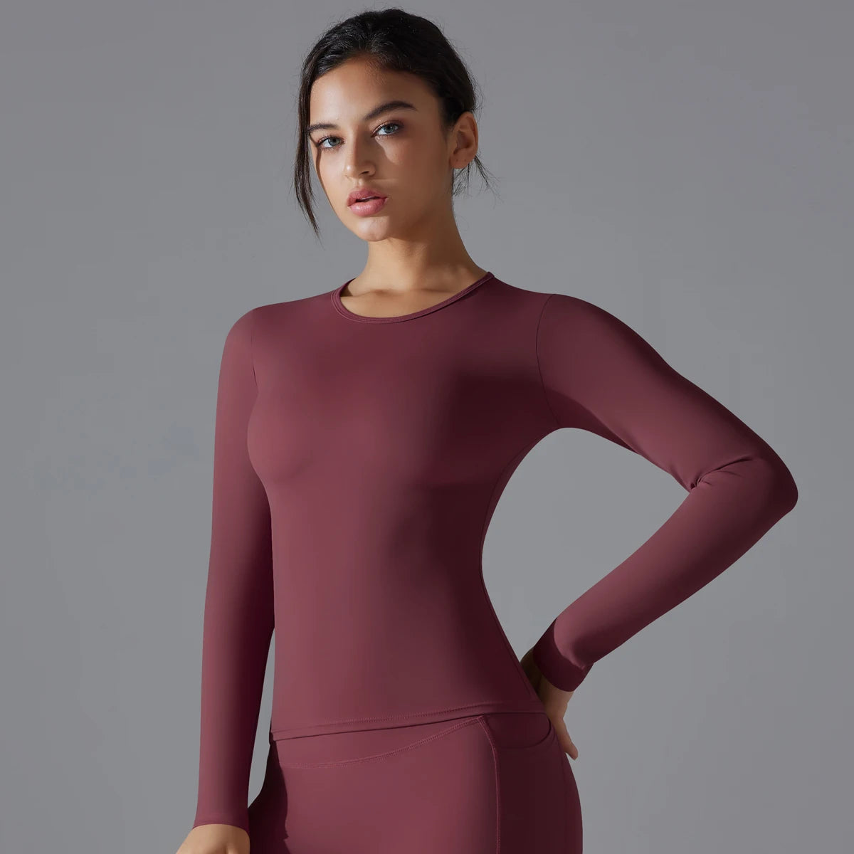 Women's Long Sleeve Yoga Shirt - Dry-Fit Workout Top for Gym, Running & Fitness