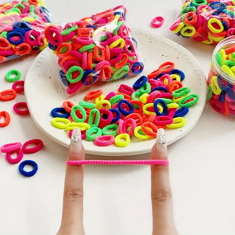 Kids Nylon Elastic Hair Bands – Small Hair Tie Scrunchie Set for Girls | Soft & Gentle