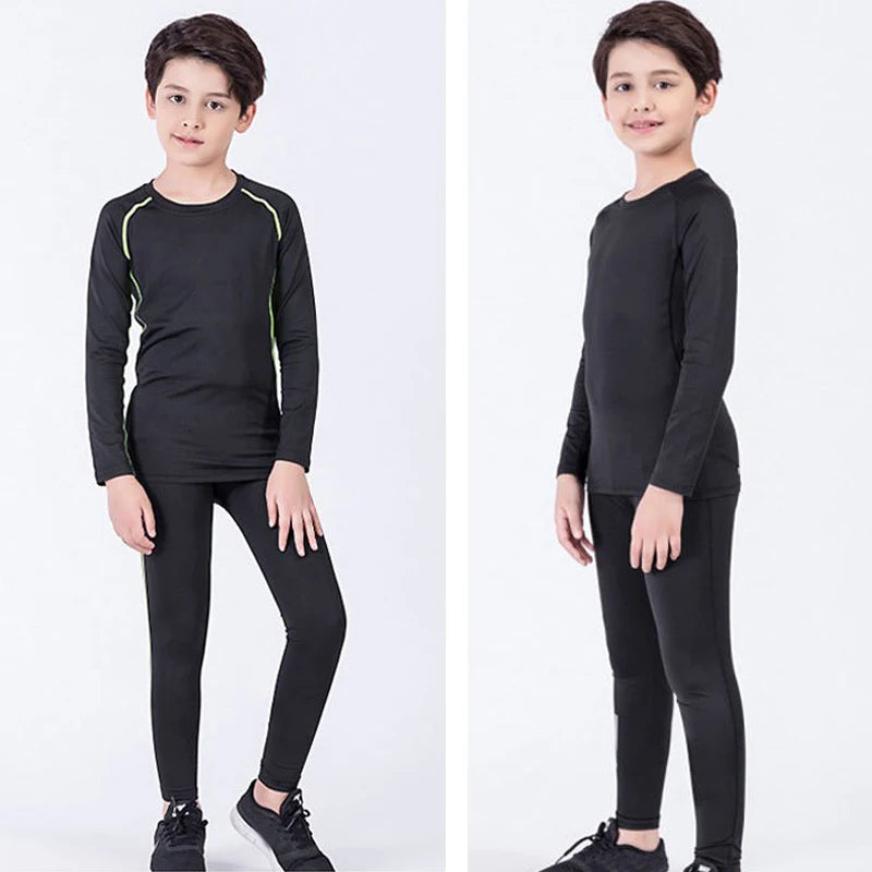 Boys Sports Compression Set - 2-Piece Athletic Base Layer for Basketball, Soccer & Training (Ages 7-13)