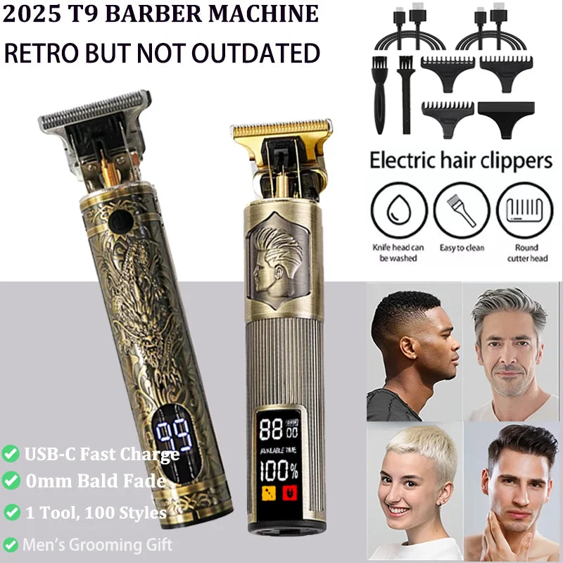 ⚡ 50% OFF Limited Time! T9 Electric Hair Trimmer - Professional USB Rechargeable Clipper for Men