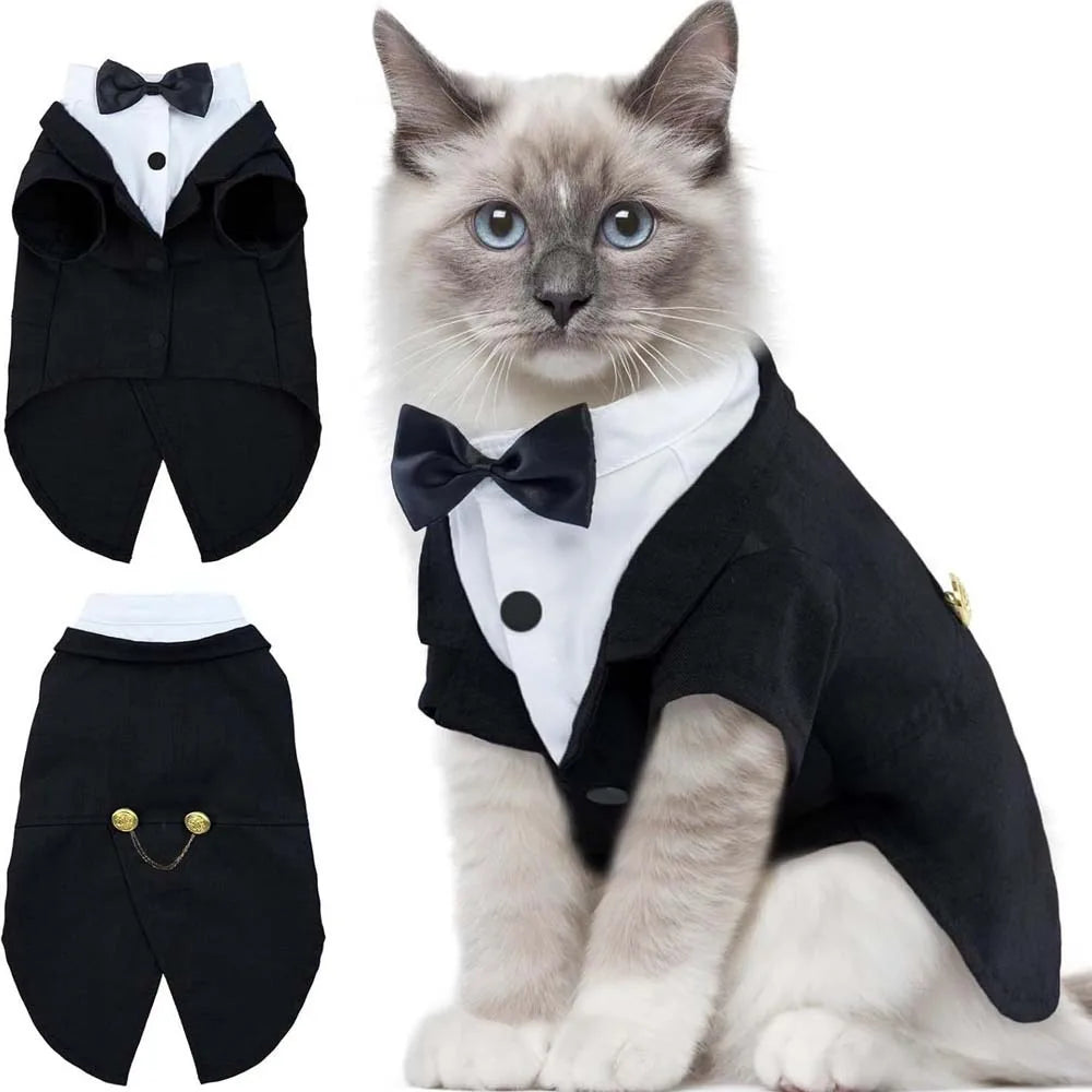 Cat Formal Vest with Bow Tie – Wedding & Birthday Tuxedo Outfit