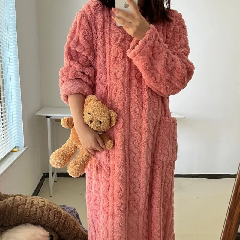 Plus Size Flannel Pajamas – Women’s Coral Velvet Nightwear