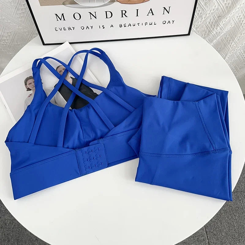 Women's 2-Piece Yoga Set - Crop Top & High Waist Leggings for Gym & Fitness
