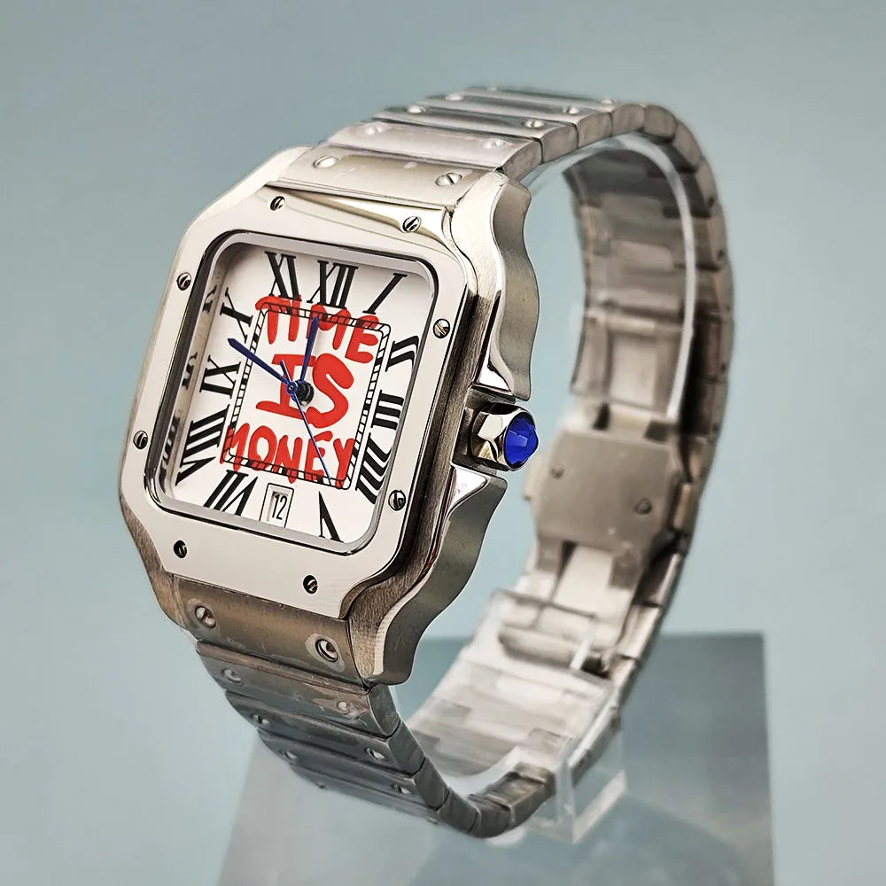 NH35 Square Watch - Stainless Steel Automatic Mechanical Watch with Folding Buckle