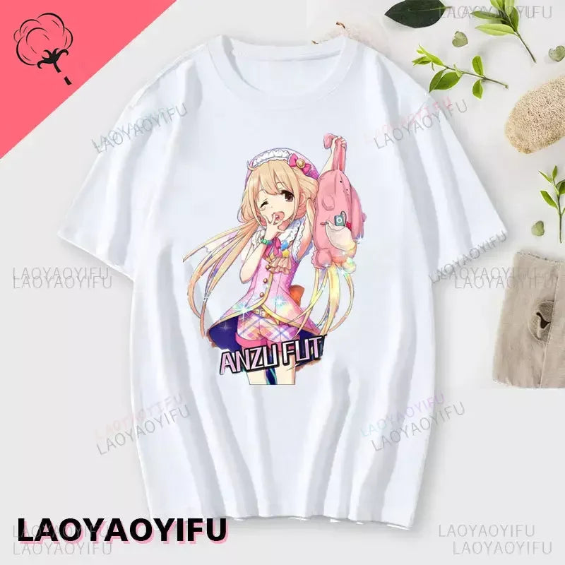 If You Work You Lose” Anzu Futaba Anime T-Shirt – Kawaii Cotton Tee 2024