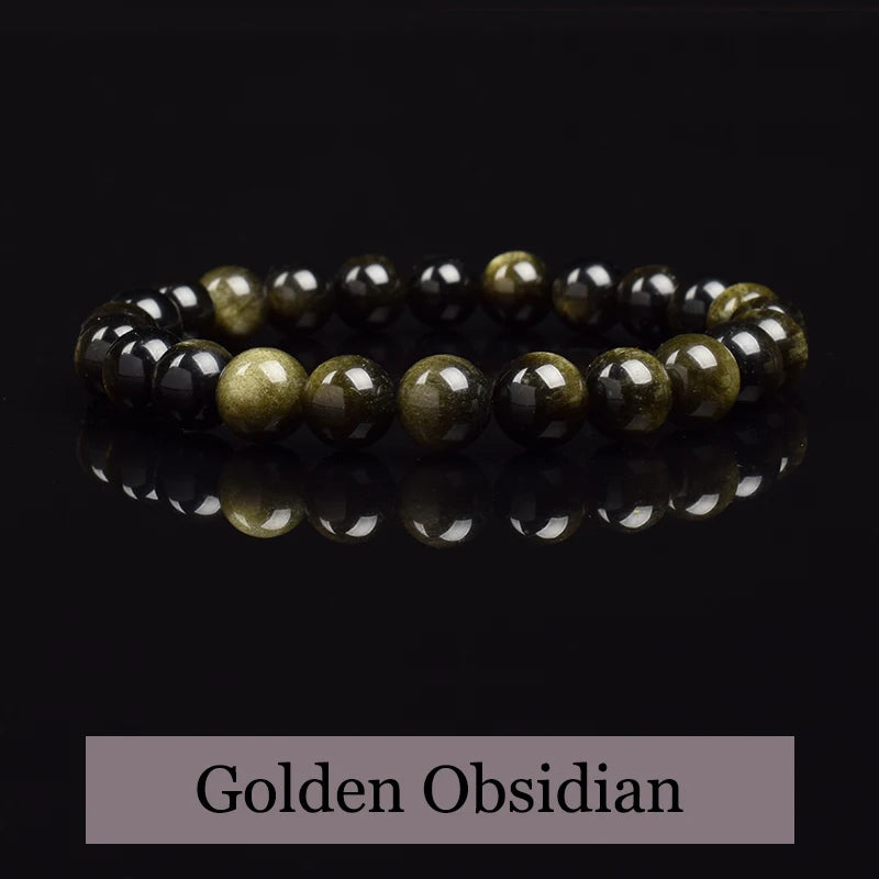Golden Obsidian Beads Bracelet – Natural Energy Stone Jewelry for Protection & Strength