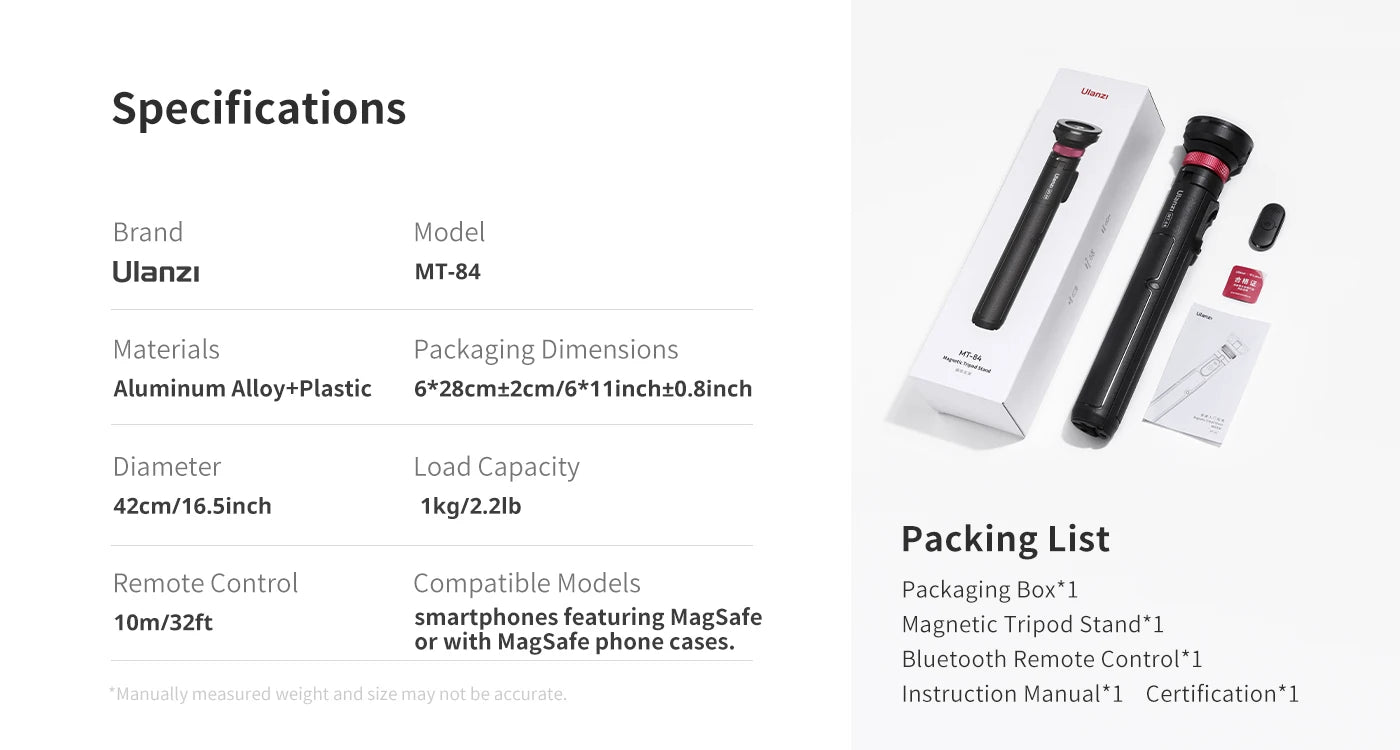 Tripé para bastão de selfie MagSafe – Suporte com controle remoto Bluetooth