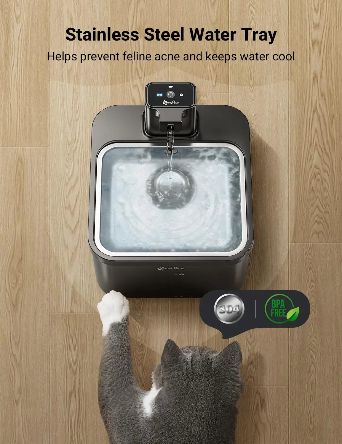 DownyPaws 2.5L Automatic Stainless Steel Cat Water Fountain