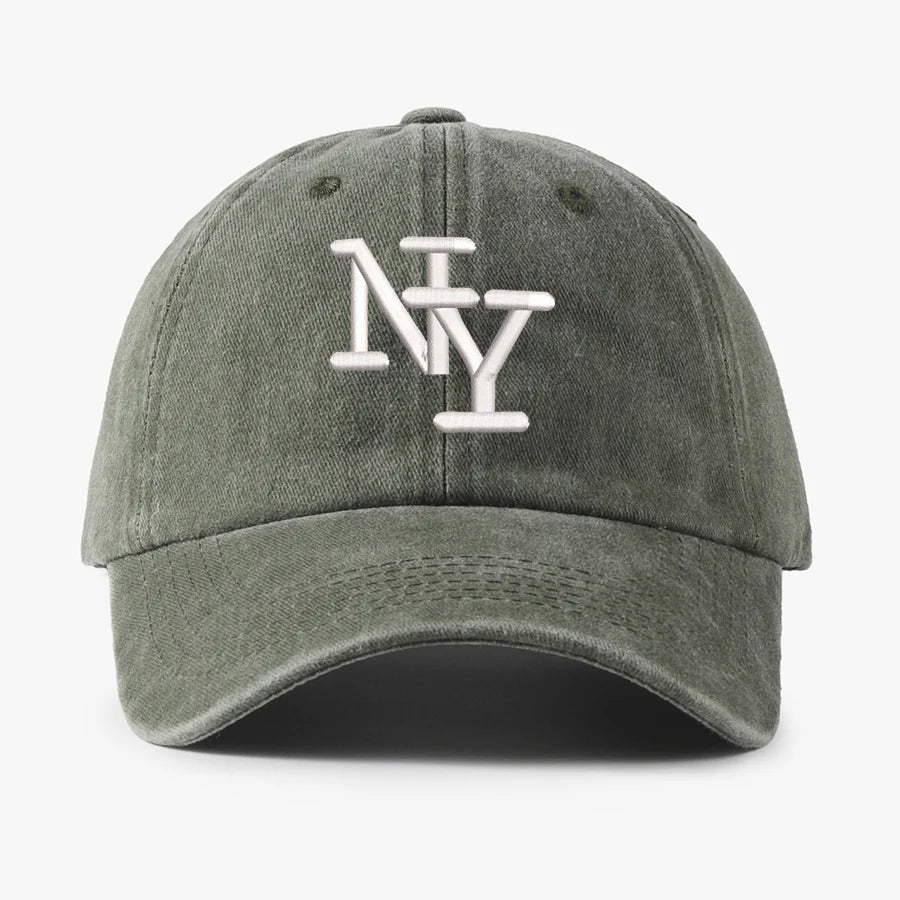 NY Embroidered Vintage Baseball Cap - Water Washed Sunscreen Hat for Sports & Fishing