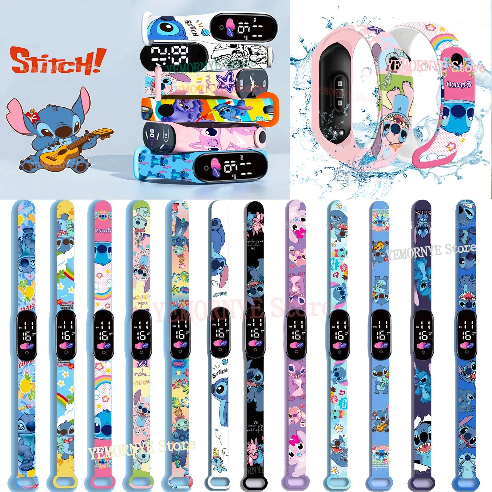 Disney Stitch Digital LED Watch – Kids Sports Watch