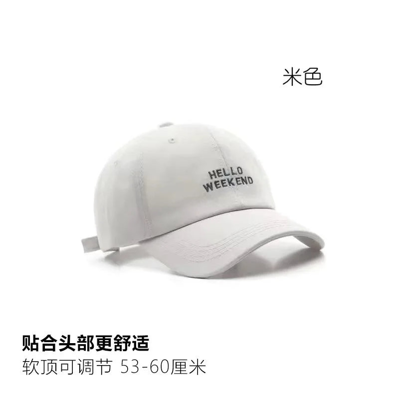 Oversized Baseball Cap for Big Heads - Embroidered Letter Curved Brim Hat for Women