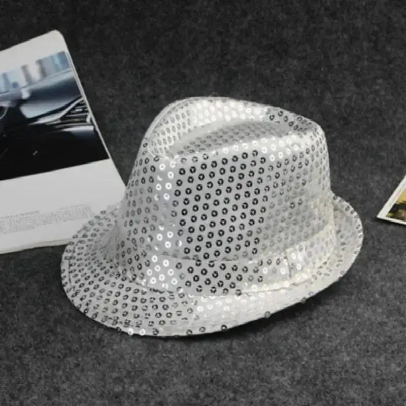 Kids Reflective Top Hat - Glitter Hip-Hop Jazz Dance Performance Hat for Stage & Parties
