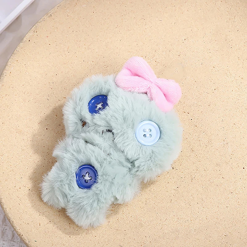 Cartoon Plush Bow Doll Toy Keychain Bag Pendant With Buttons DIY Gifts Keychain Pendant Cute Sweet Plush Dolls Hanging Ornaments